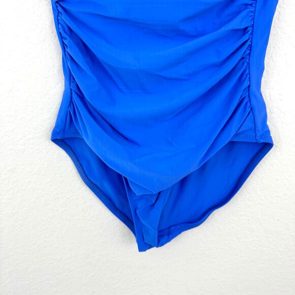 Helen Jon Women's Twist Bandeau One Piece Ruched Swimsuit Blue Size Sample XS - Picture 3 of 14